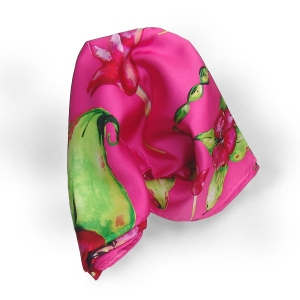 GAIL TOMA's Floral Hibiscus 36" Square Silk Scarf Ideal for the Flower Enthusiast, Color Enthusiast, or Gardener in Your lIfe
